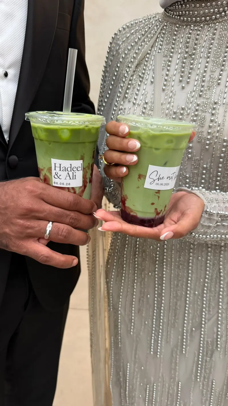 Guests sharing Laylays matcha drinks